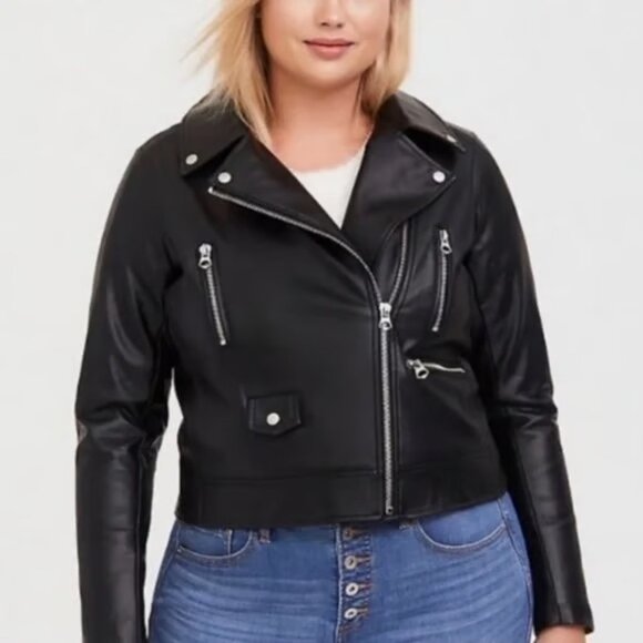 Torrid Black Faux Leather Moto Jacket size 1X - Picture 1 of 12